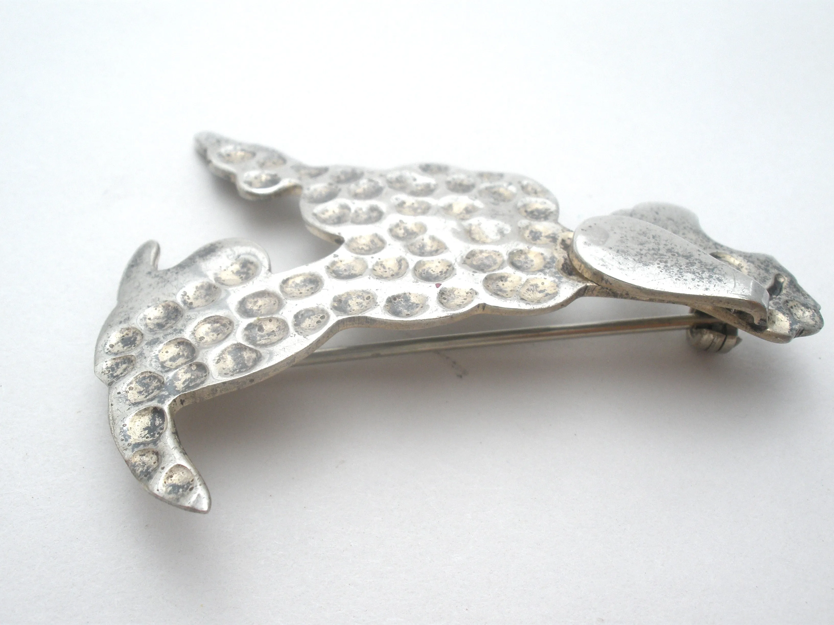 Poodle Dog Brooch Pin Sterling Silver Vintage