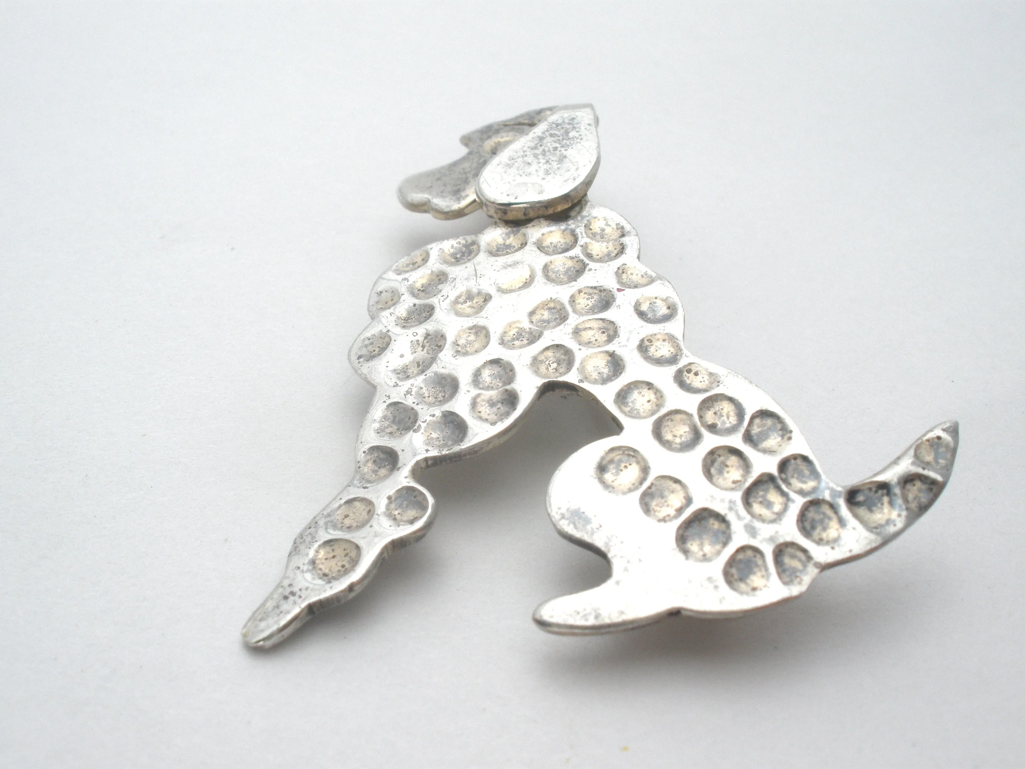 Poodle Dog Brooch Pin Sterling Silver Vintage