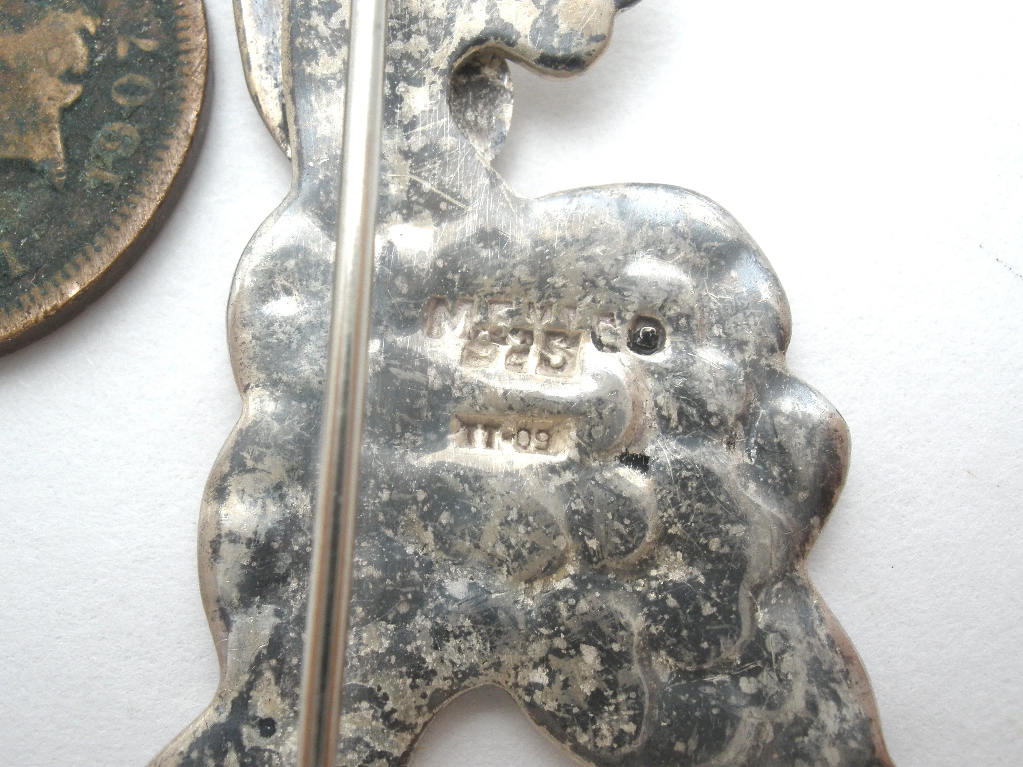 Poodle Dog Brooch Pin Sterling Silver Vintage