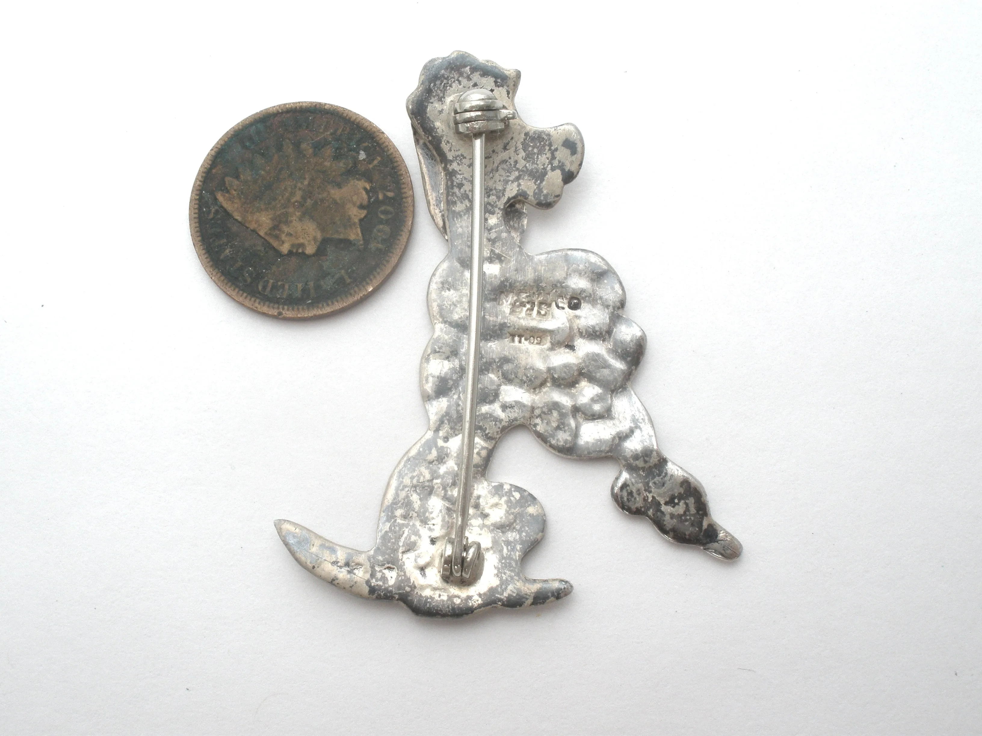 Poodle Dog Brooch Pin Sterling Silver Vintage