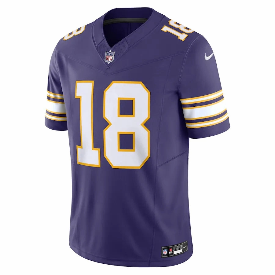 premier league posters Camisa NFL Minnesota Vikings Home Justin Jefferson 18 Nike Limited Jersey Roxa