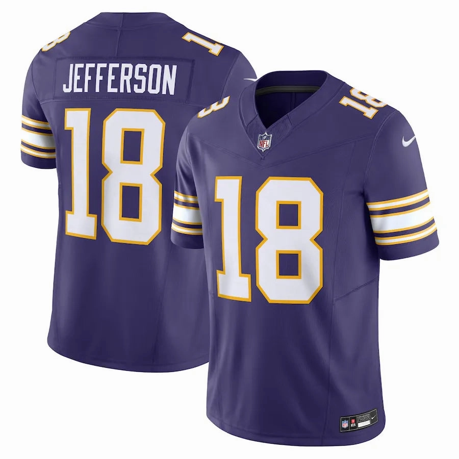 premier league posters Camisa NFL Minnesota Vikings Home Justin Jefferson 18 Nike Limited Jersey Roxa premier league socks