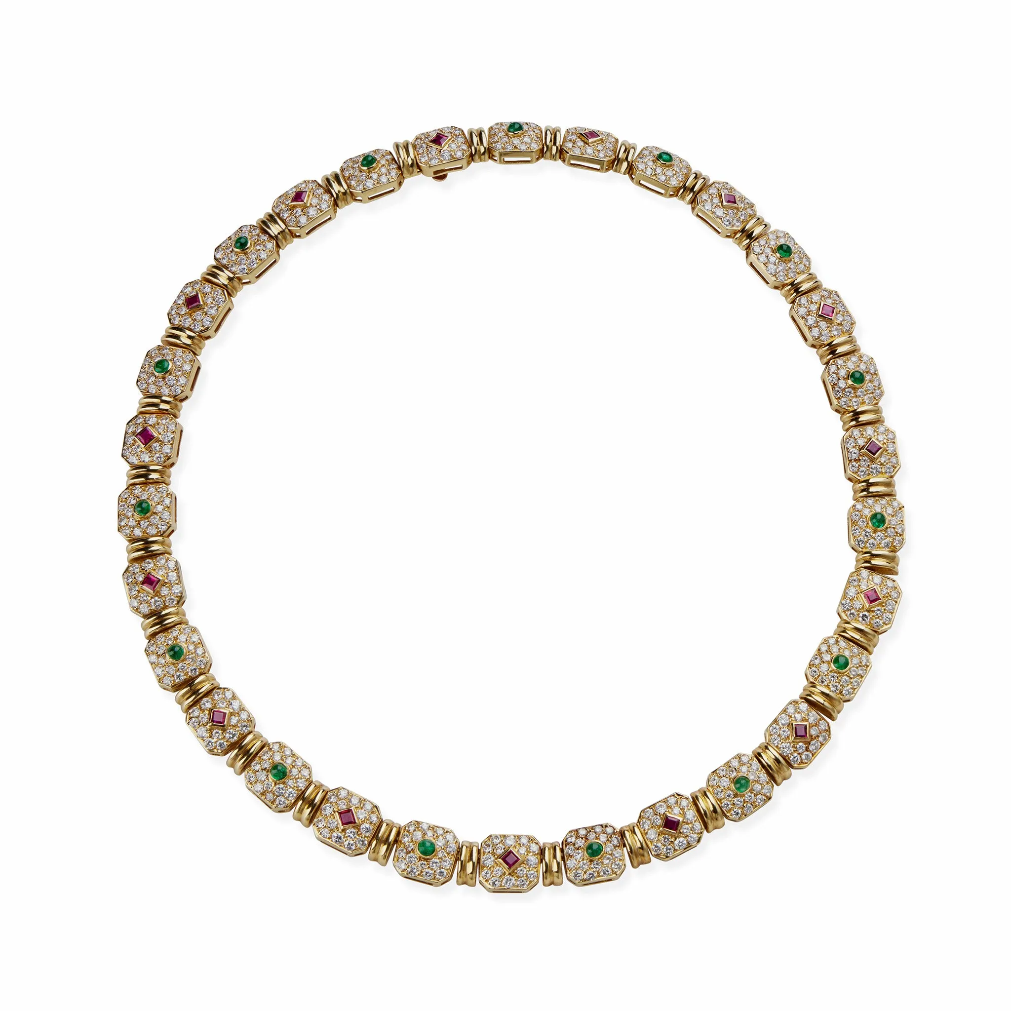 Pry et Fils Paris Diamond, Ruby and Emerald Necklace