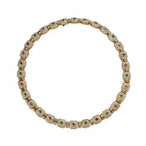 Pry et Fils Paris Diamond, Ruby and Emerald Necklace