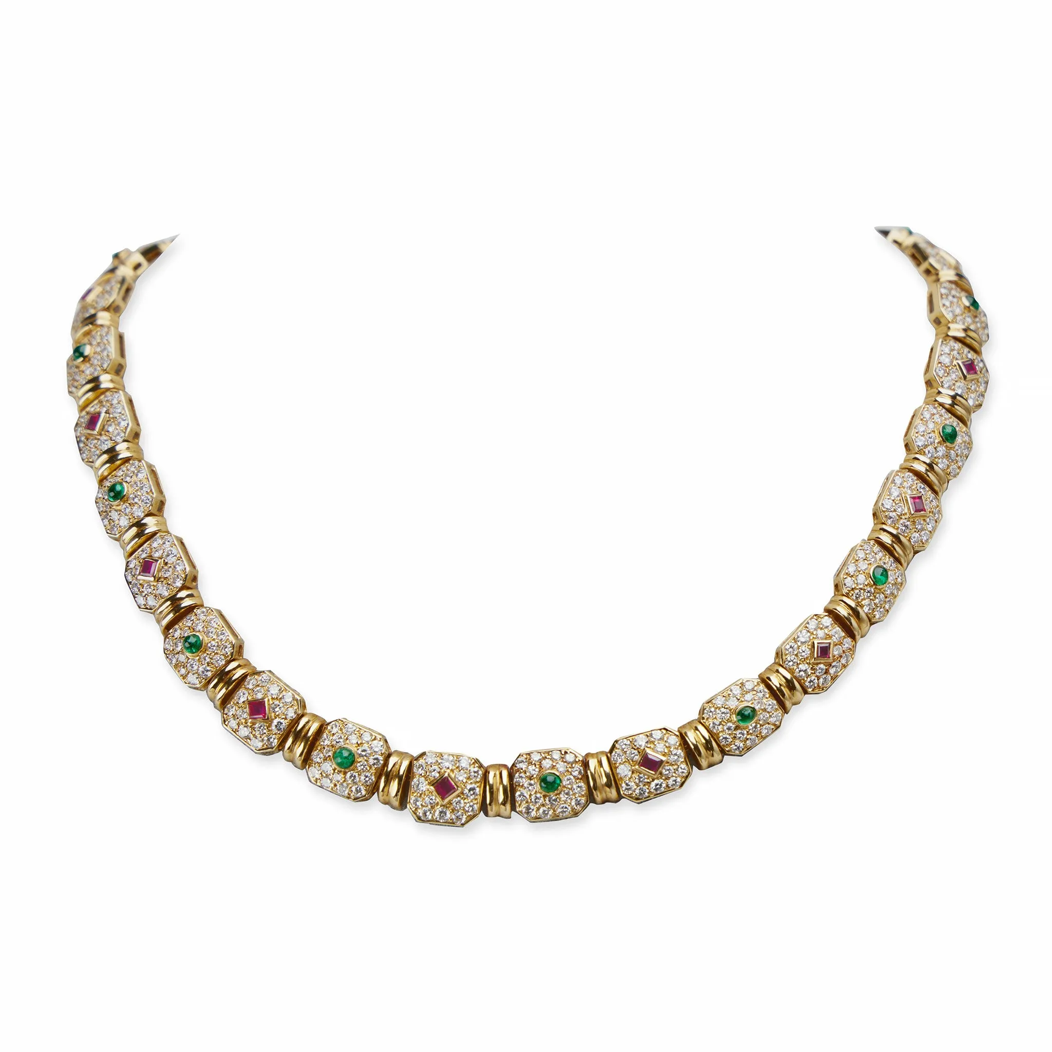 Pry et Fils Paris Diamond, Ruby and Emerald Necklace