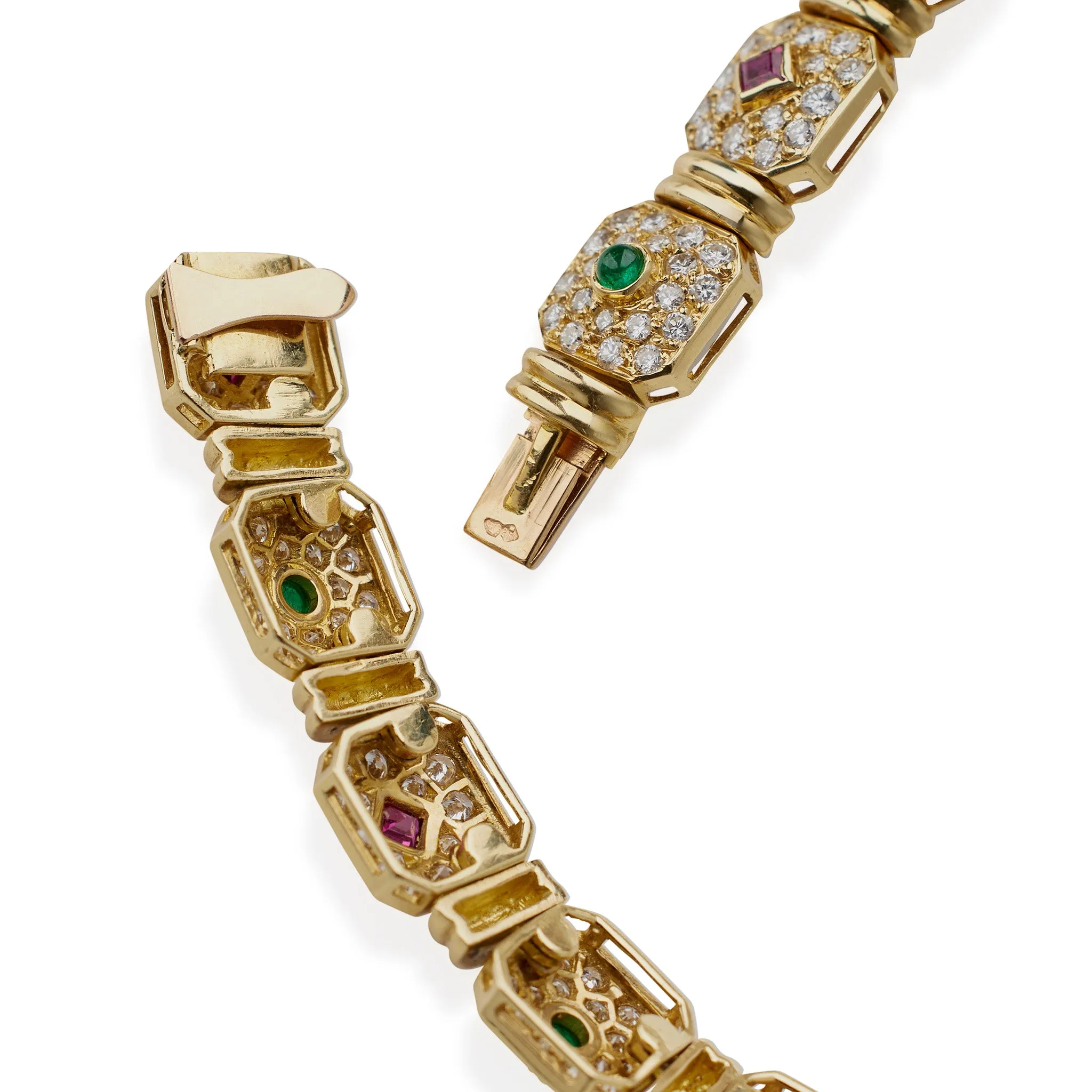 Pry et Fils Paris Diamond, Ruby and Emerald Necklace