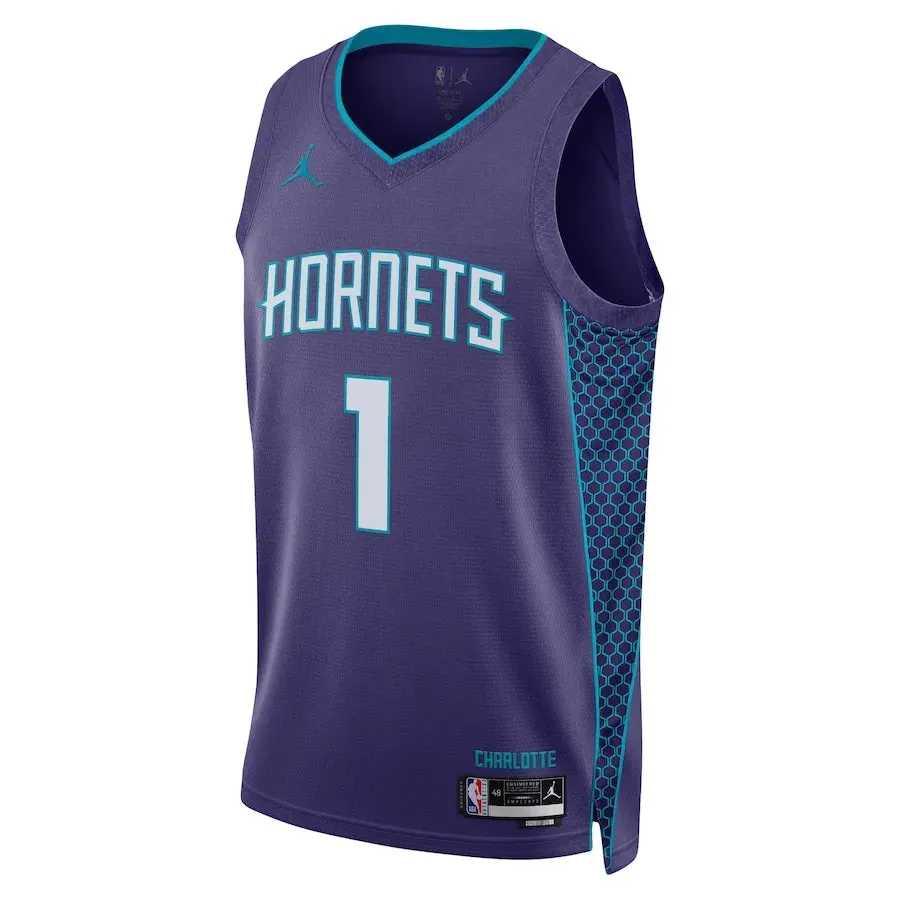 Regata NBA Charlotte Hornets Jordan Statement Edition Swingman Jersey LaMelo Ball 1 Roxa football fan phone grips