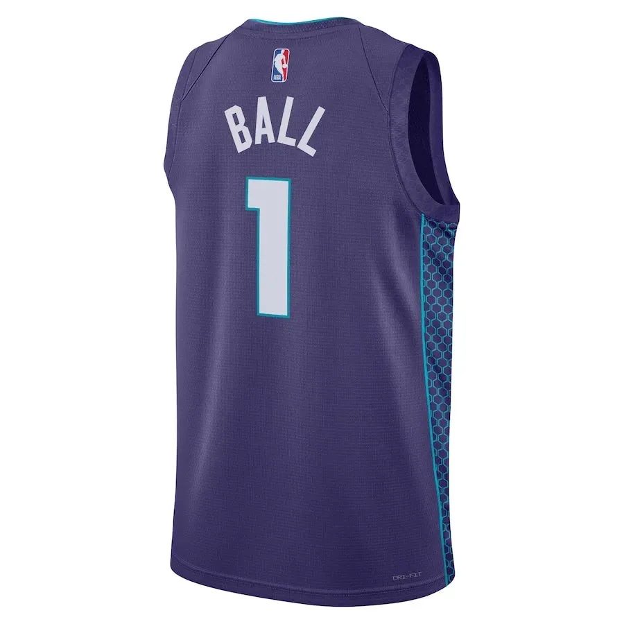 Regata NBA Charlotte Hornets Jordan Statement Edition Swingman Jersey LaMelo Ball 1 Roxa football fan phone grips