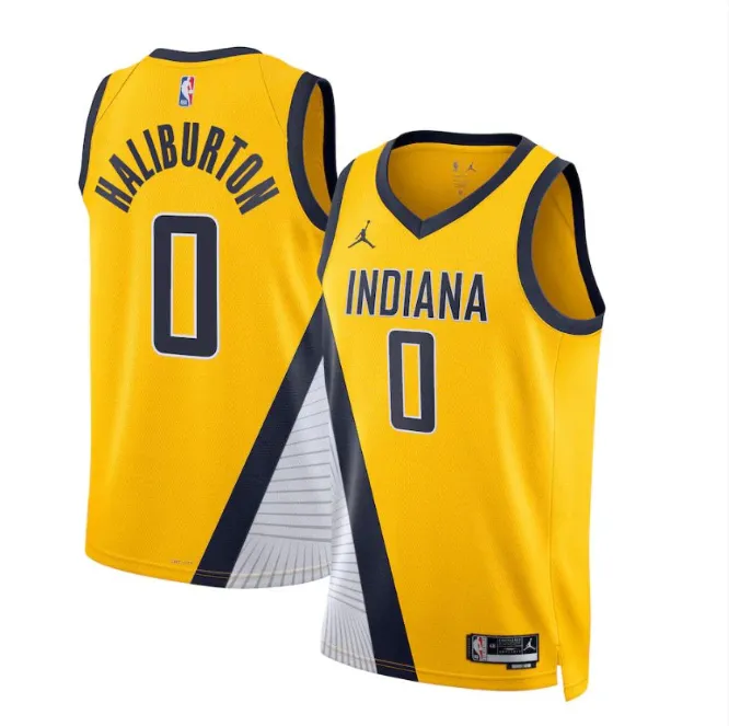 Regata NBA Indiana Pacers Jordan Statement Edition Swingman Jersey Amarela Tyrese Haliburton 0 soccer fan stickers premier league fan shop