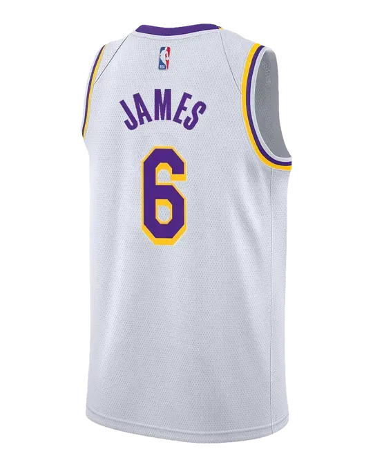 Regata NBA Los Angeles Lakers Nike Association Edition Swingman Jersey LeBron James 6 Branca football fan notebooks