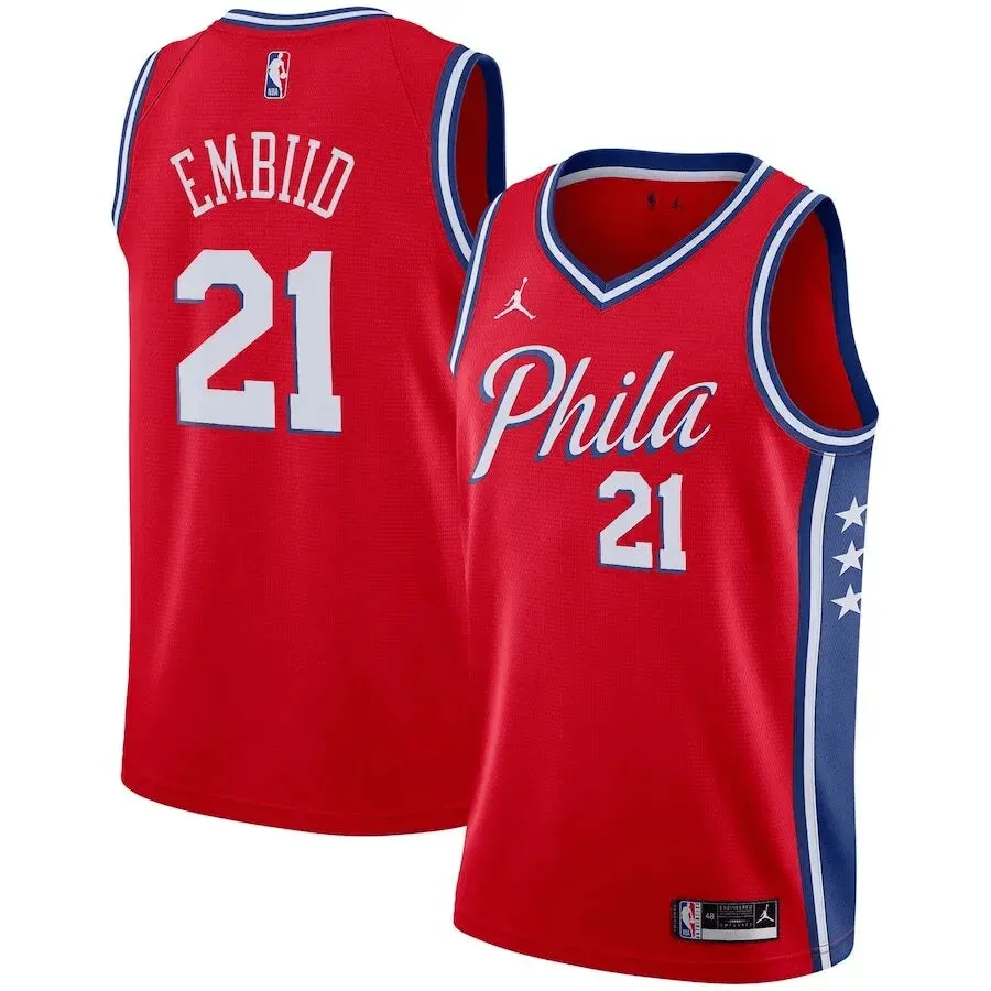 Regata NBA Philadelphia 76ers Jordan Statement Edition Swingman Jersey Vermelha Joel Embiid 21 premier league badges football fan blankets