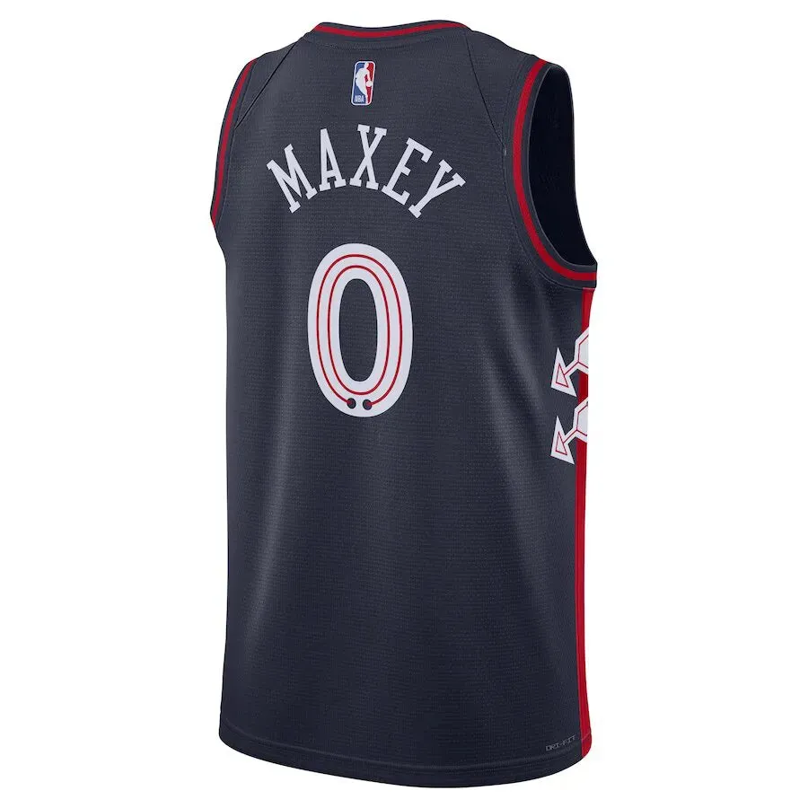 Regata NBA Philadelphia 76ers Nike City Edition 23/24 Swingman Jersey Tyrese Maxey 0 football fan face paint