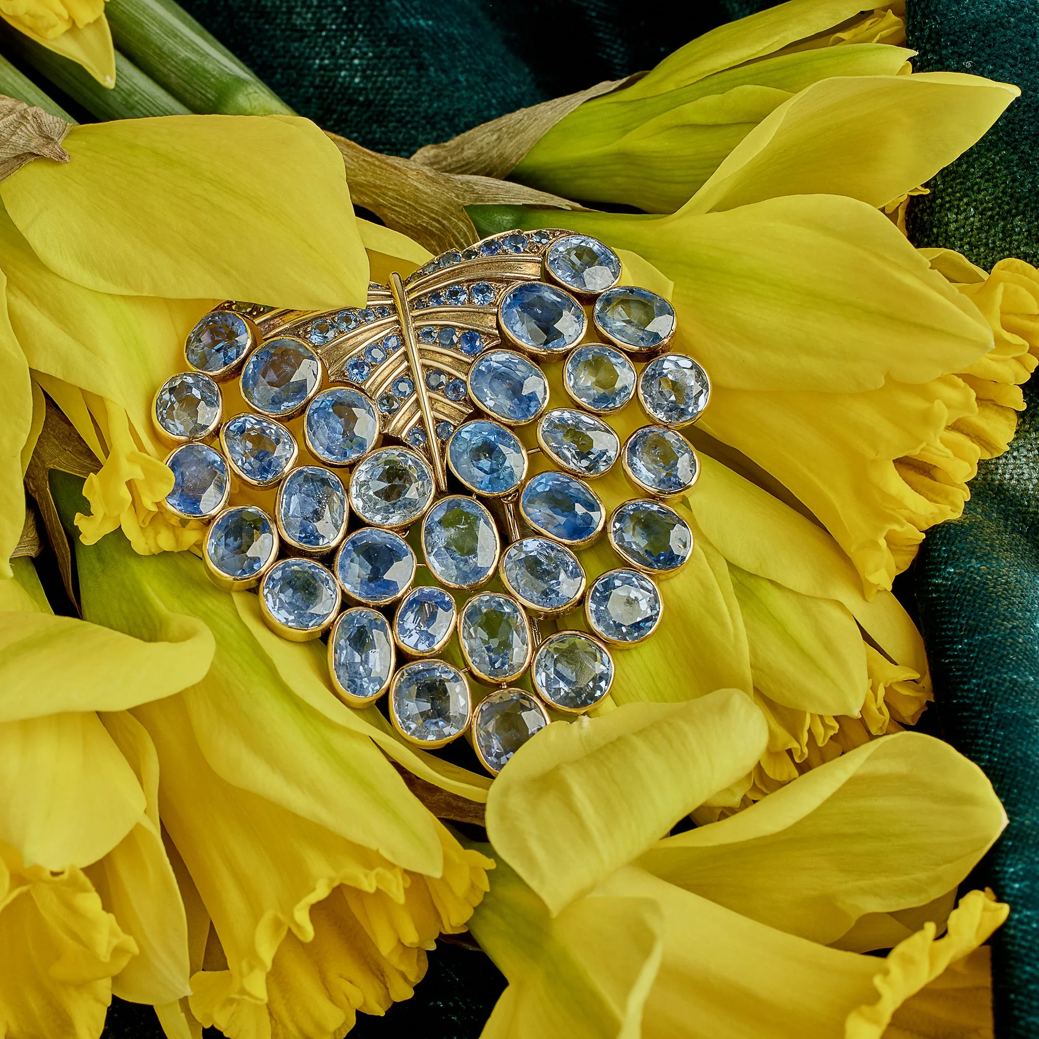 Ren?? Boivin Sapphire ??Feuille?? Brooch