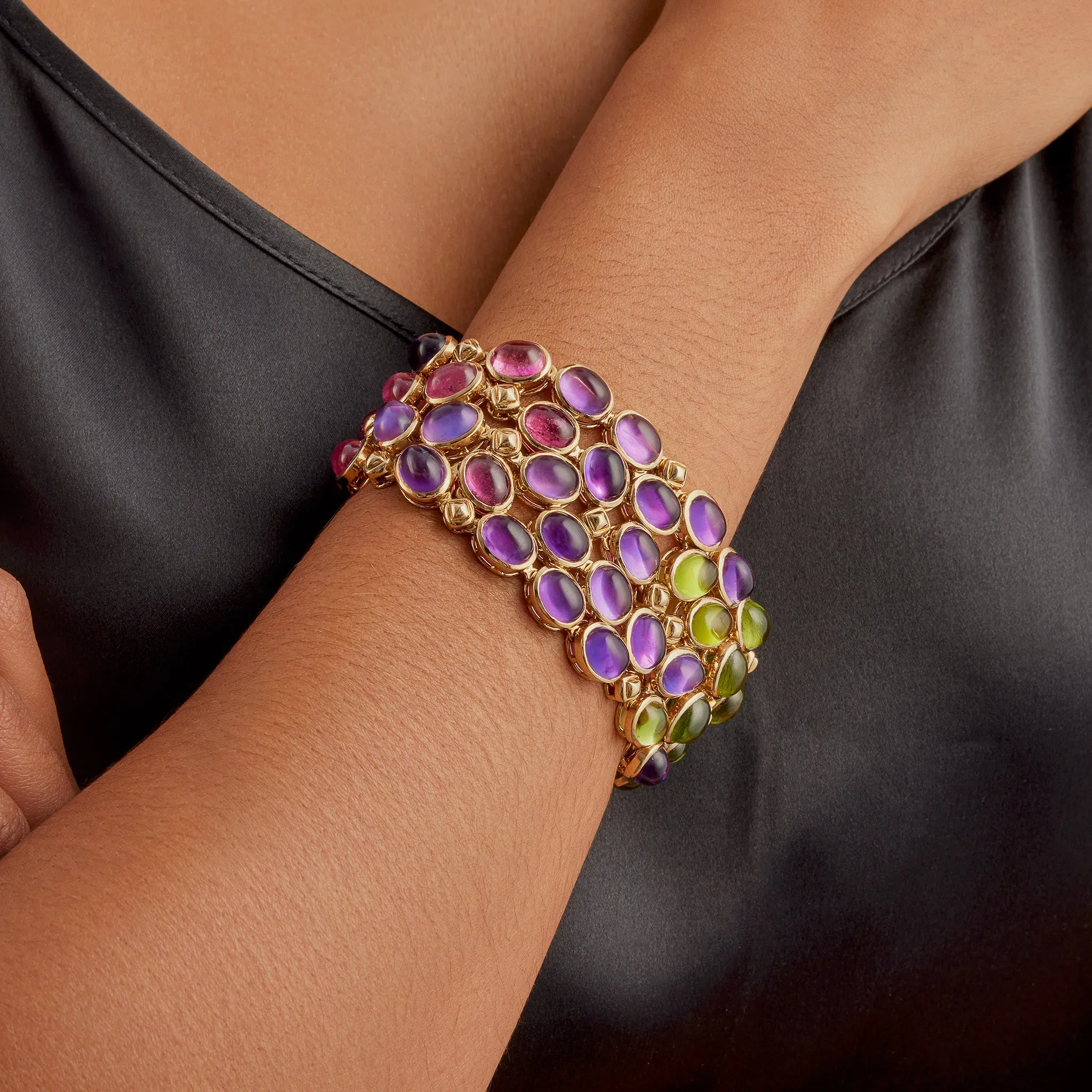 Ren Boivin Sapphire, Pink Tourmaline, Peridot and Amethyst Bracelet