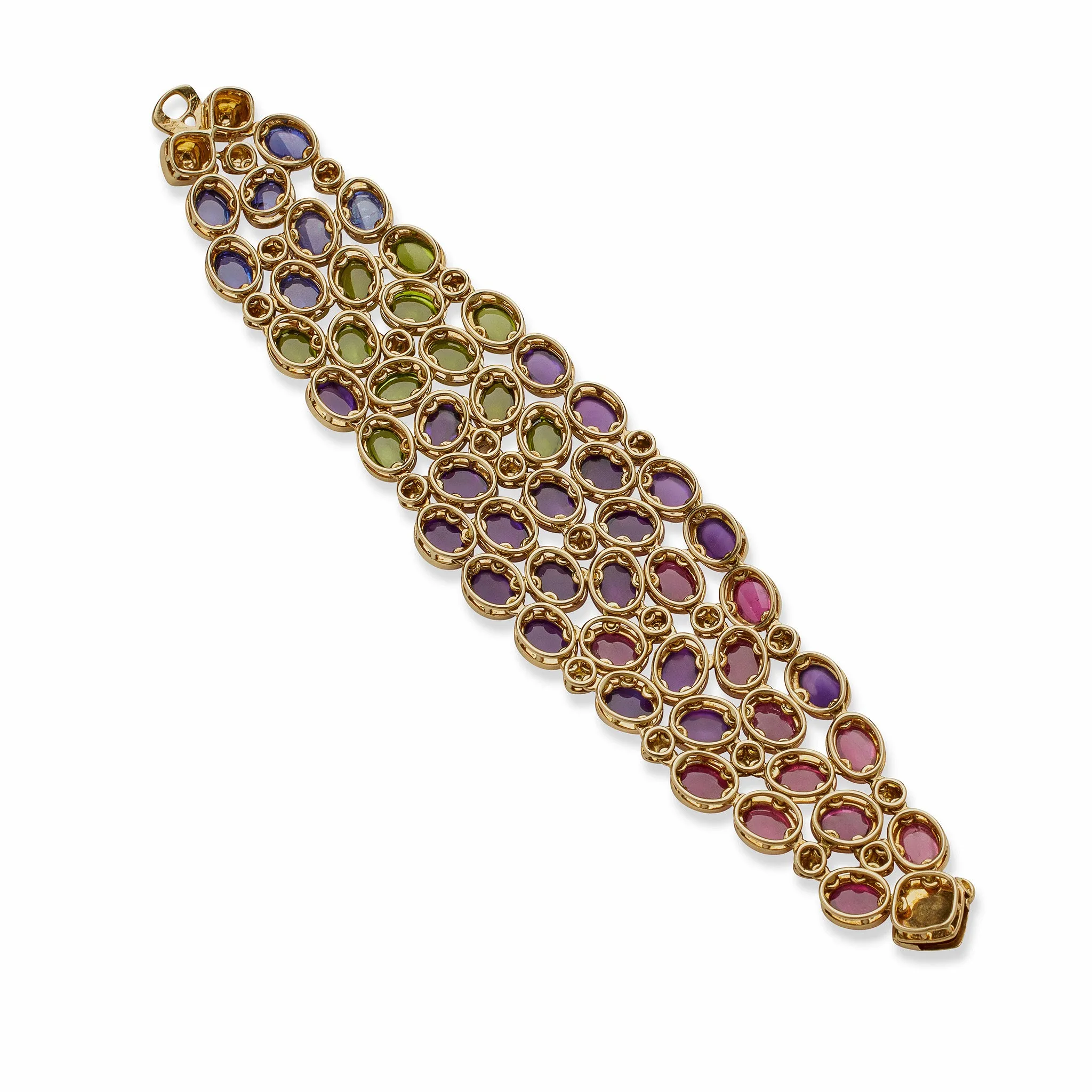Ren Boivin Sapphire, Pink Tourmaline, Peridot and Amethyst Bracelet