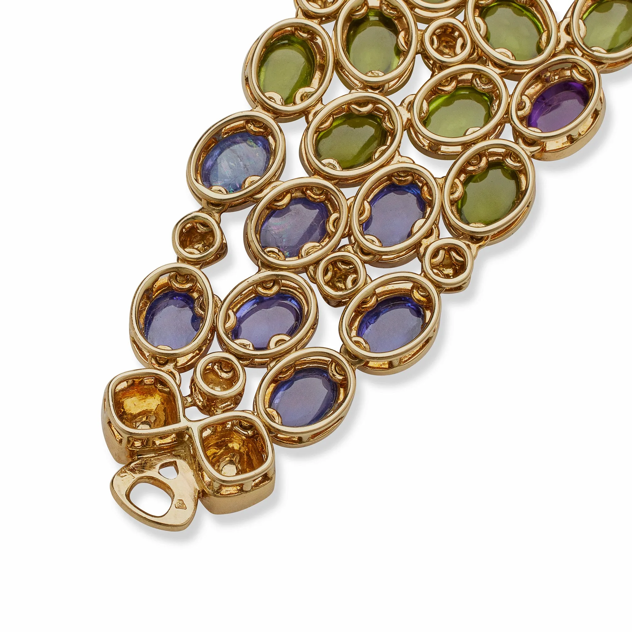 Ren Boivin Sapphire, Pink Tourmaline, Peridot and Amethyst Bracelet
