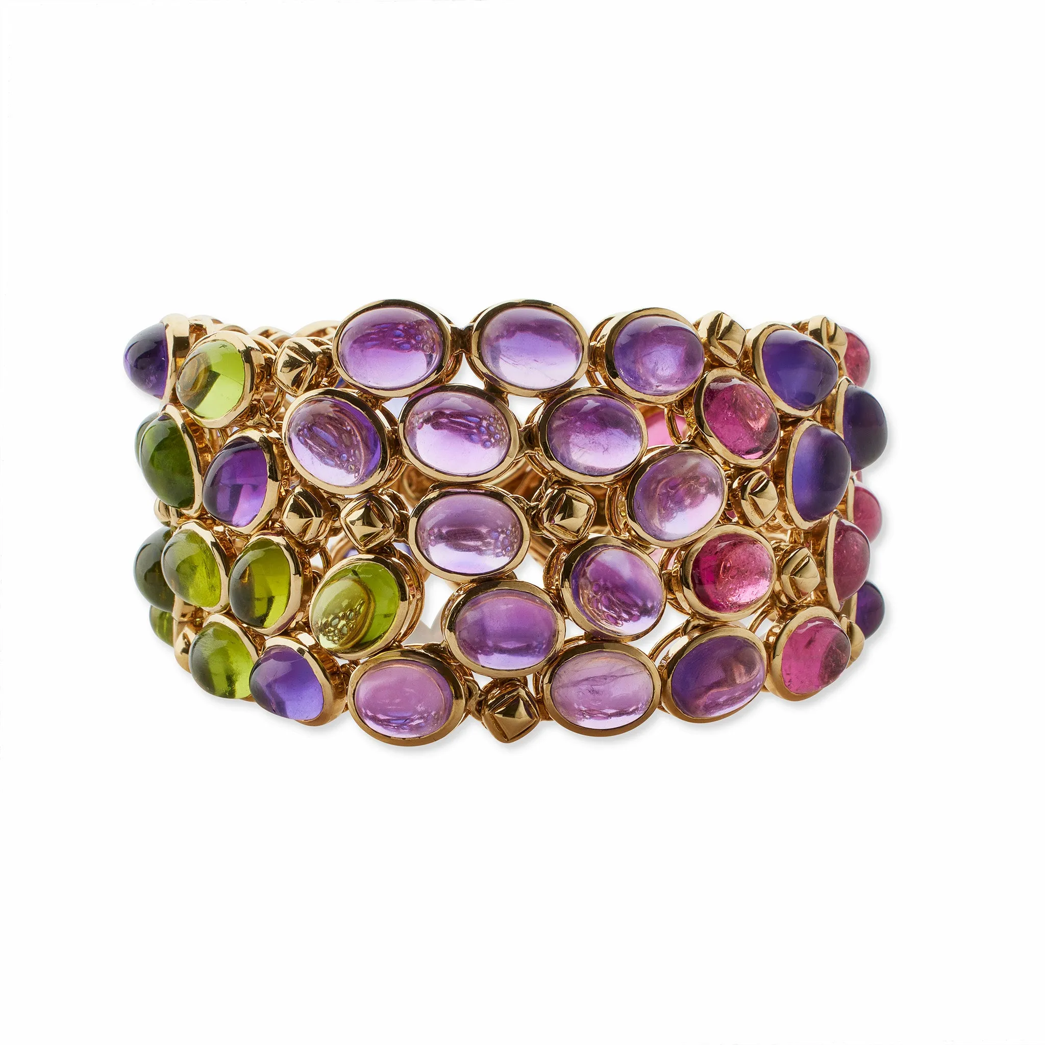 Ren Boivin Sapphire, Pink Tourmaline, Peridot and Amethyst Bracelet