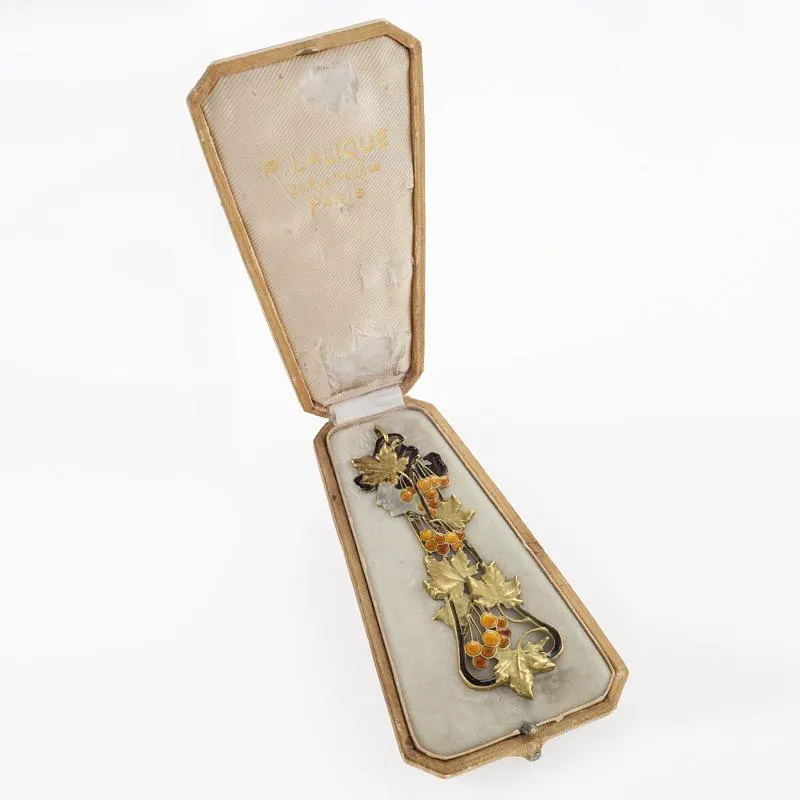 Ren Lalique Automne Gold and Basse-Taille Enamel Pendant