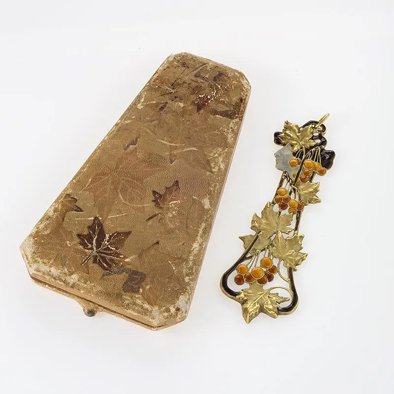 Ren Lalique Automne Gold and Basse-Taille Enamel Pendant