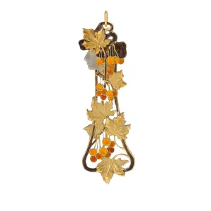 Ren Lalique Automne Gold and Basse-Taille Enamel Pendant