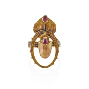Ren Lalique Lady's Slipper Orchid Ring