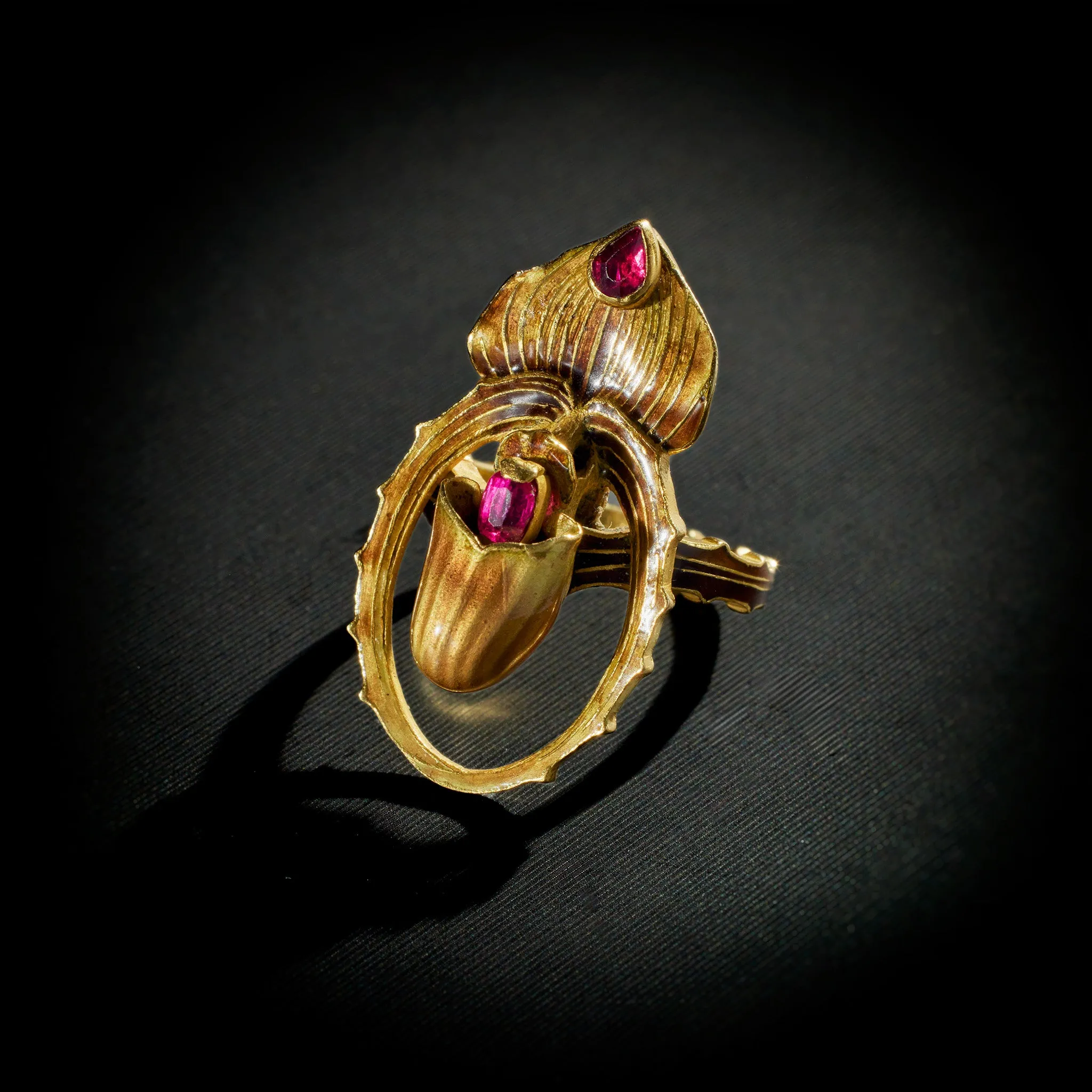 Ren Lalique Lady's Slipper Orchid Ring