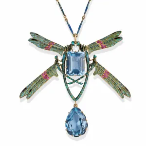 Ren?? Lalique "Four Damselflies" Pendant Necklace
