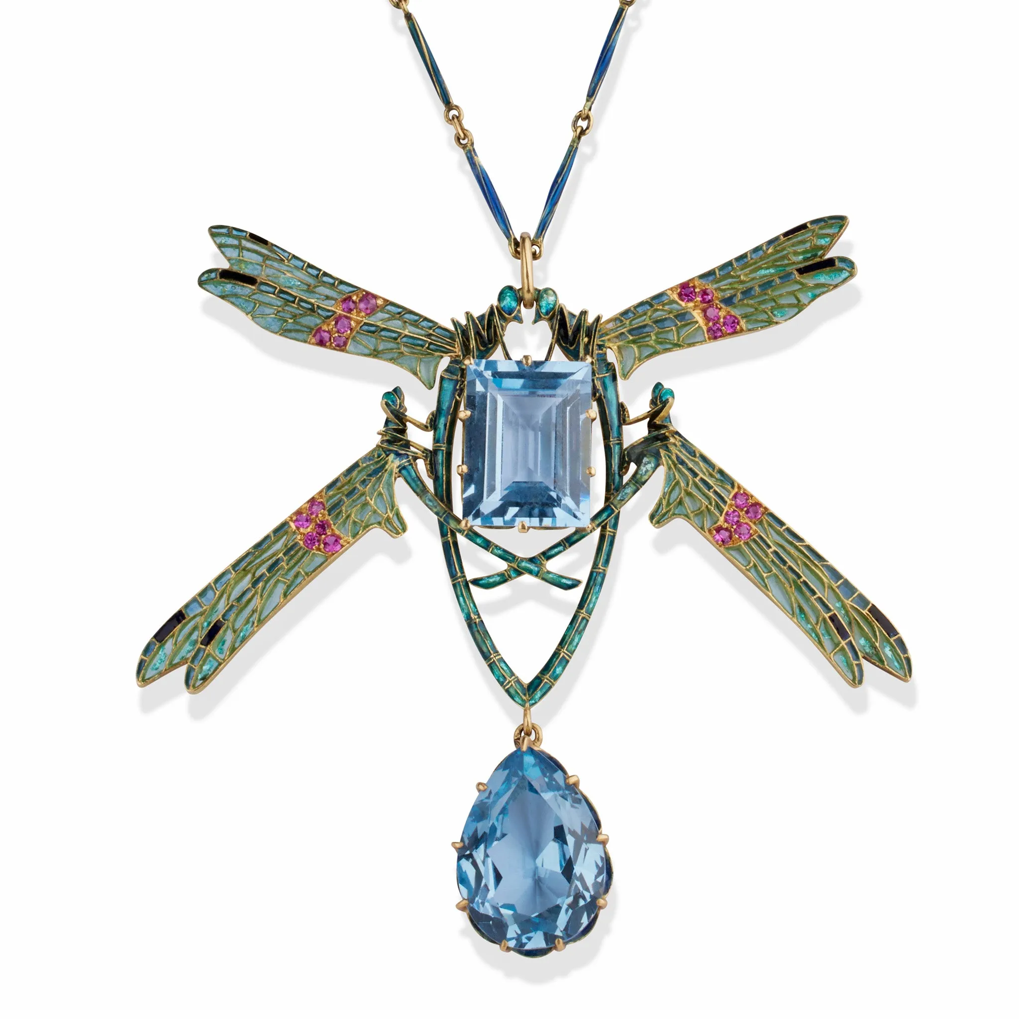 Ren?? Lalique "Four Damselflies" Pendant Necklace