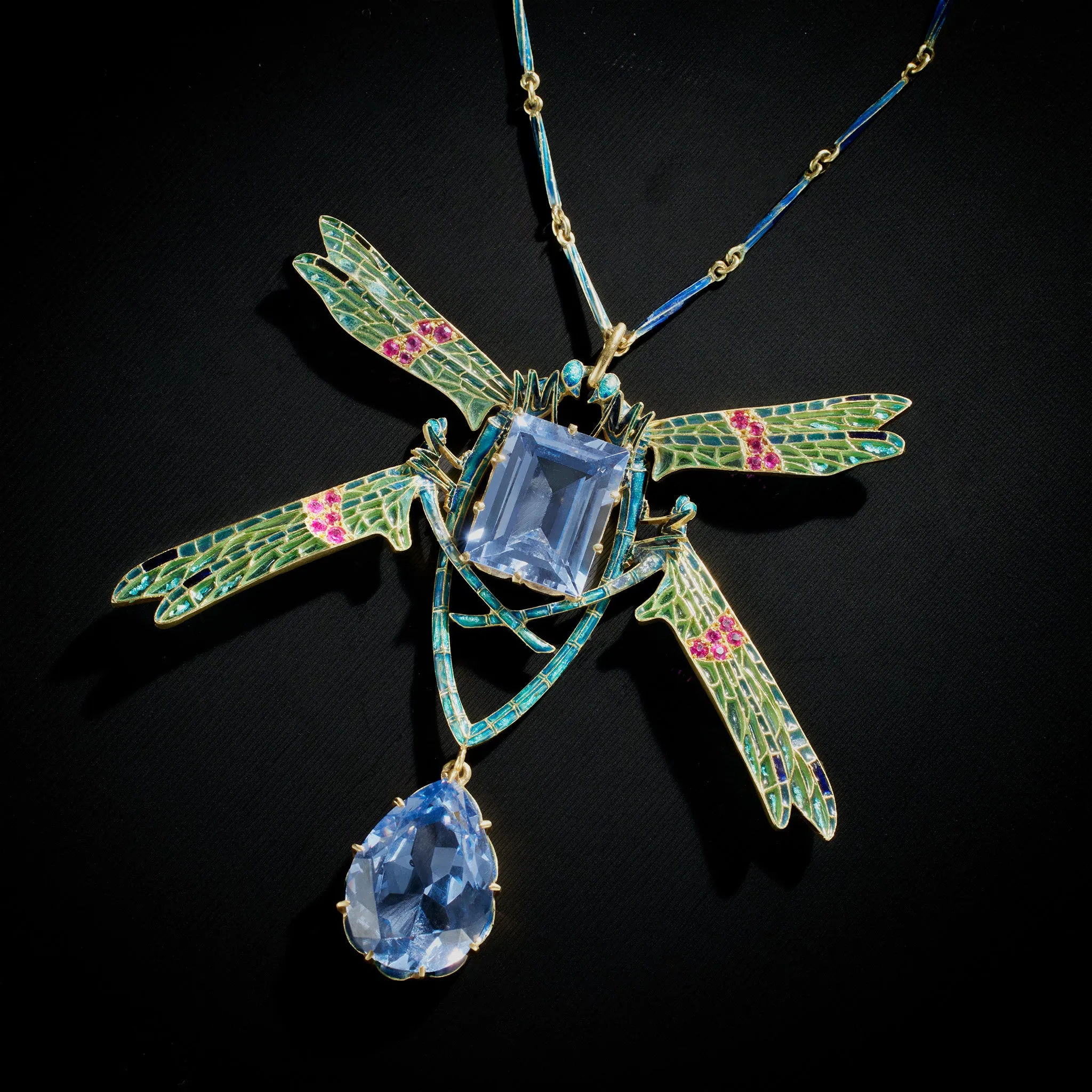 Ren?? Lalique "Four Damselflies" Pendant Necklace