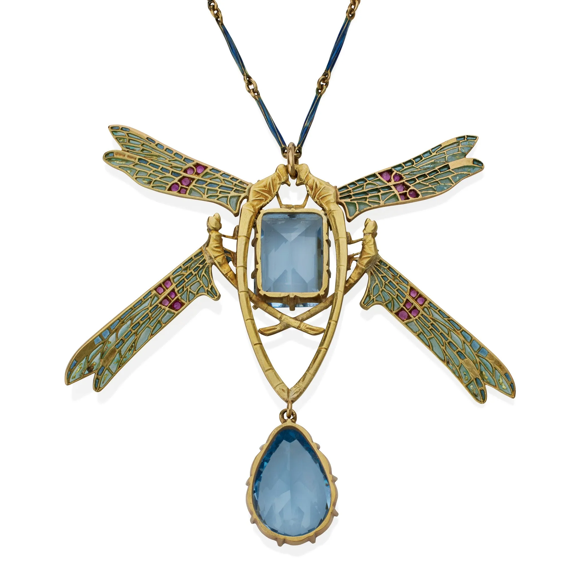 Ren?? Lalique "Four Damselflies" Pendant Necklace
