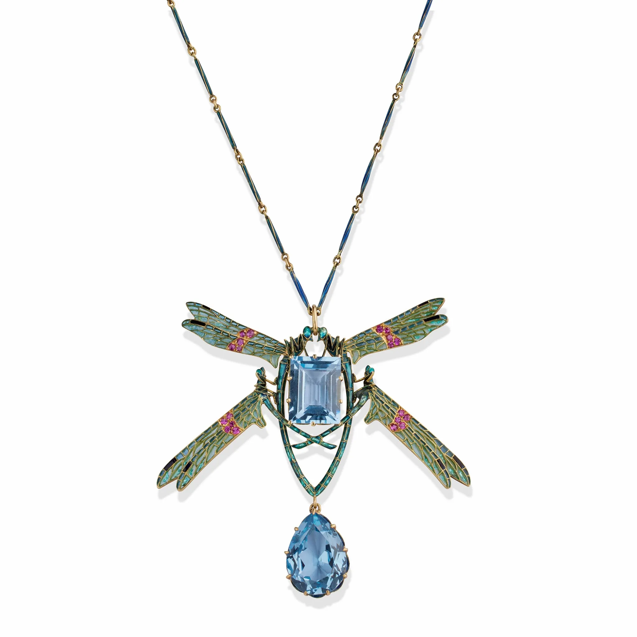Ren?? Lalique "Four Damselflies" Pendant Necklace