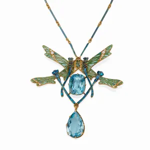 Ren Lalique "Four Dragonflies" Pendant Necklace
