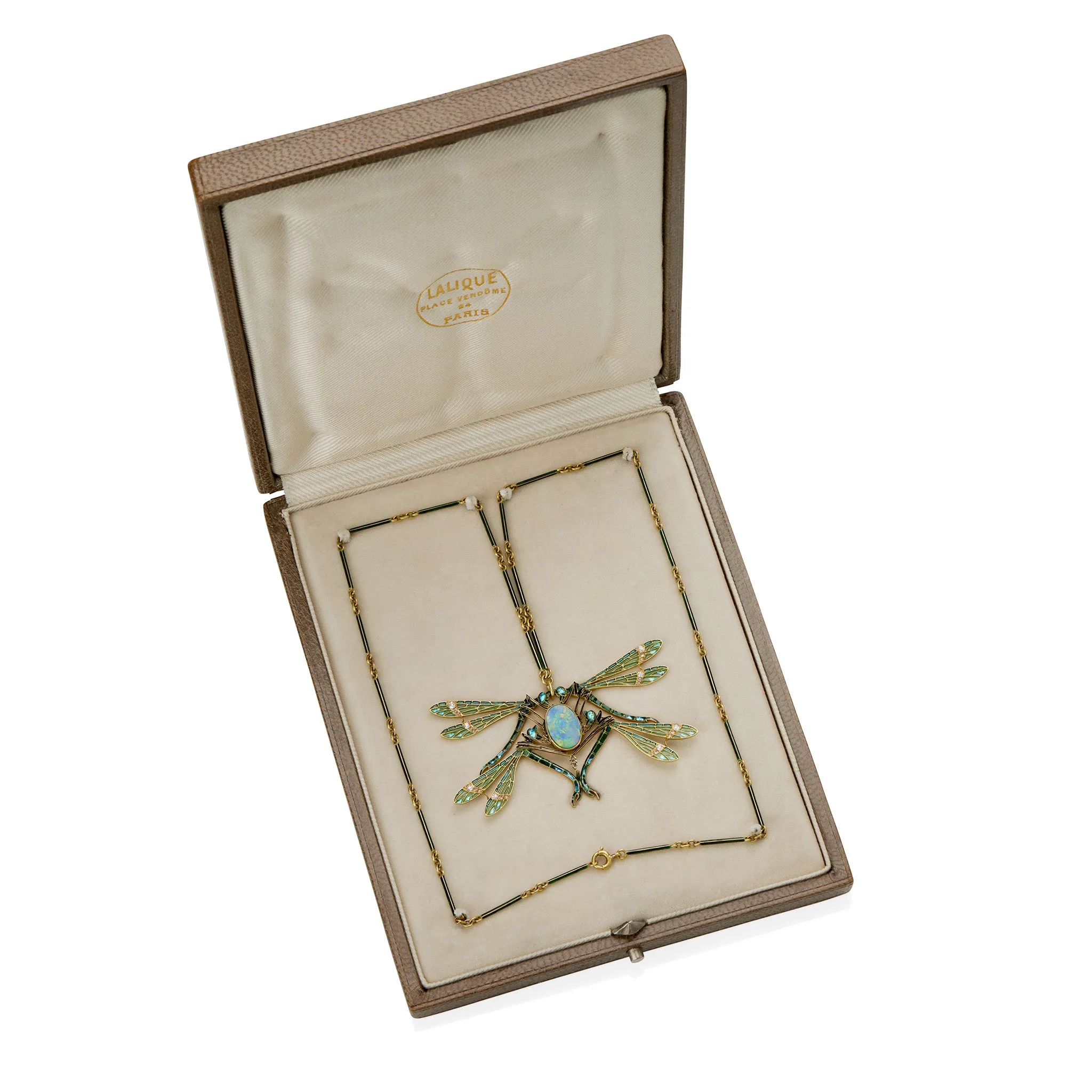 Ren Lalique "Four Dragonflies" Pendant Necklace