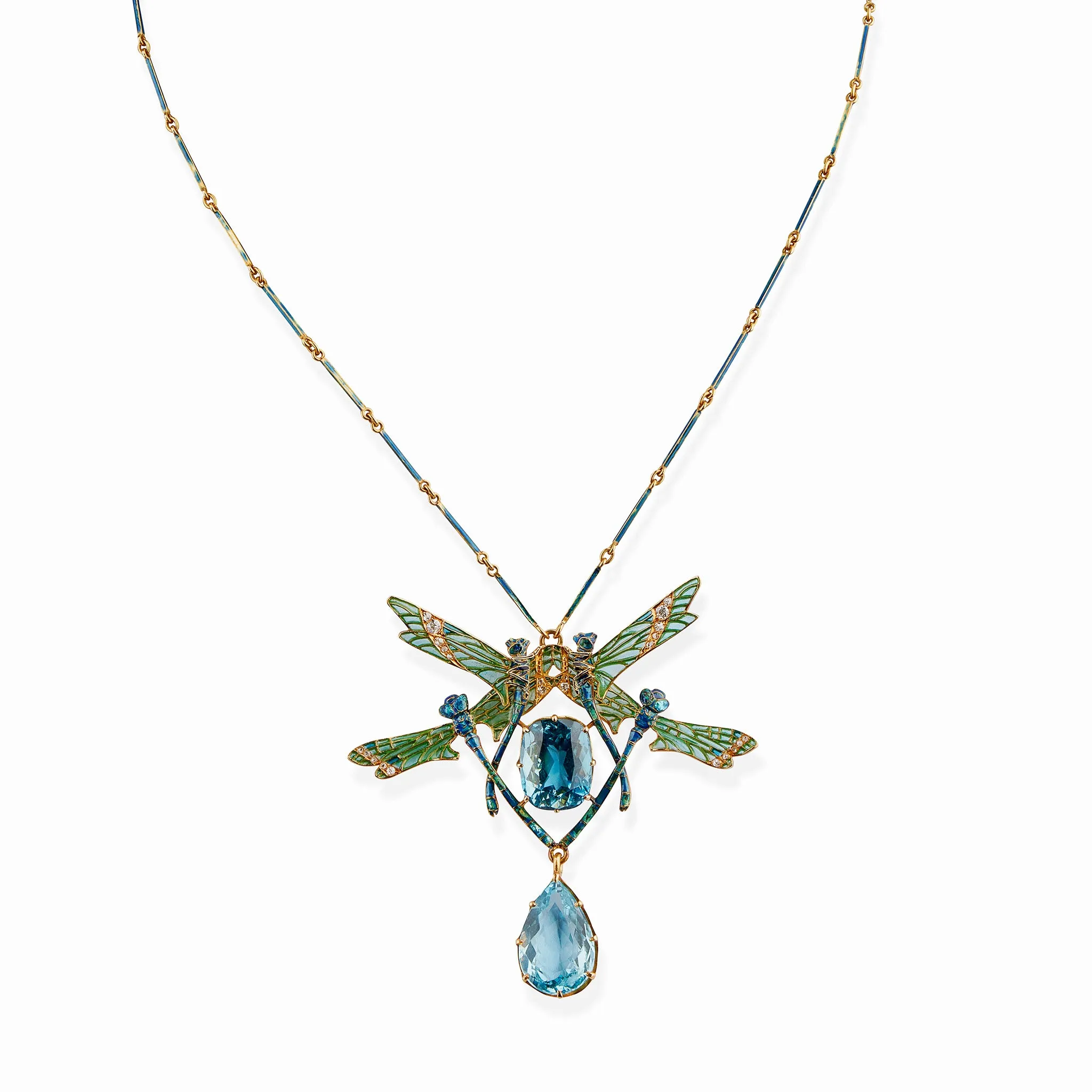 Ren Lalique "Four Dragonflies" Pendant Necklace