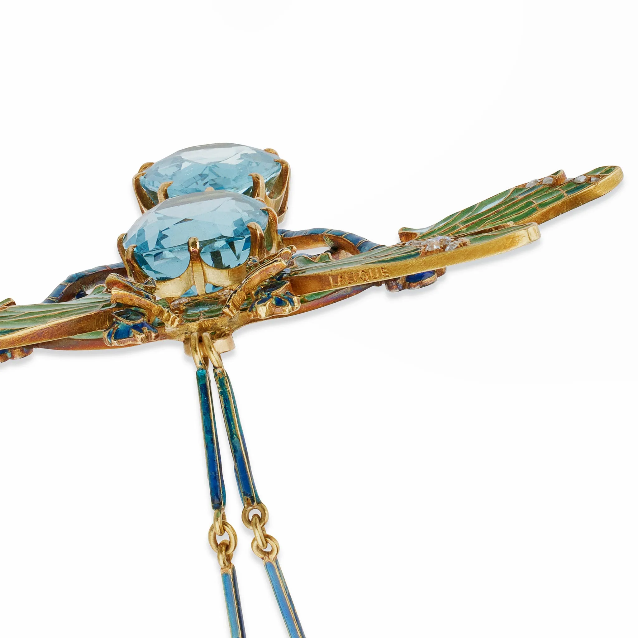 Ren Lalique "Four Dragonflies" Pendant Necklace