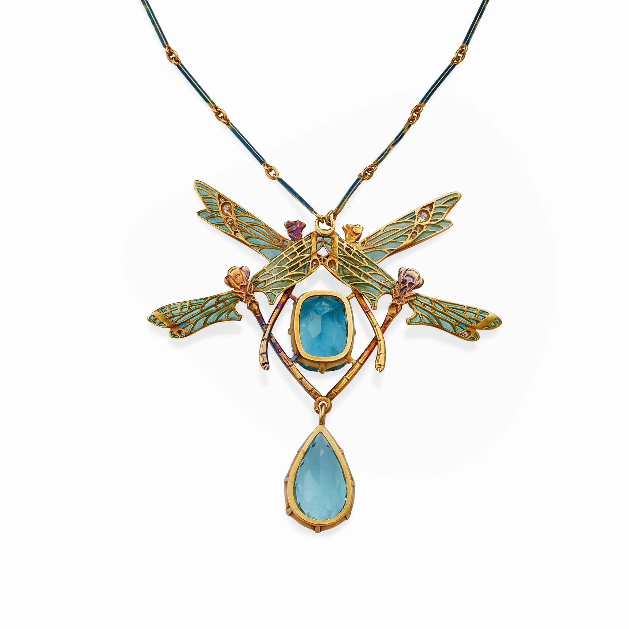 Ren Lalique "Four Dragonflies" Pendant Necklace