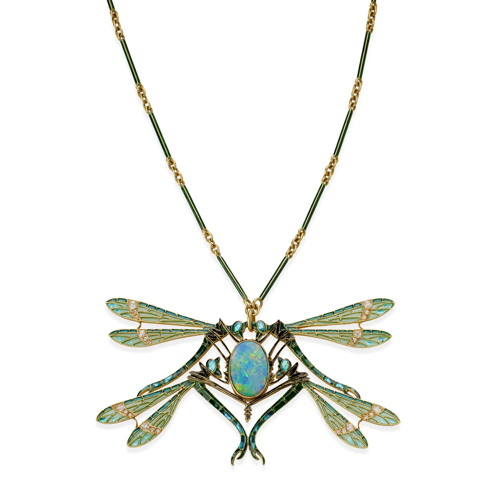 Ren Lalique "Four Dragonflies" Pendant Necklace