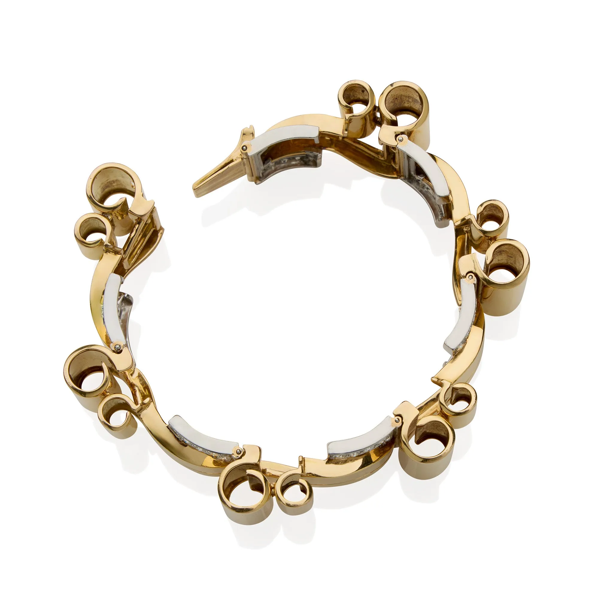 Retro 18K Gold and Diamond Bracelet