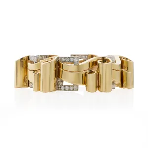 Retro 18K Gold and Diamond Bracelet