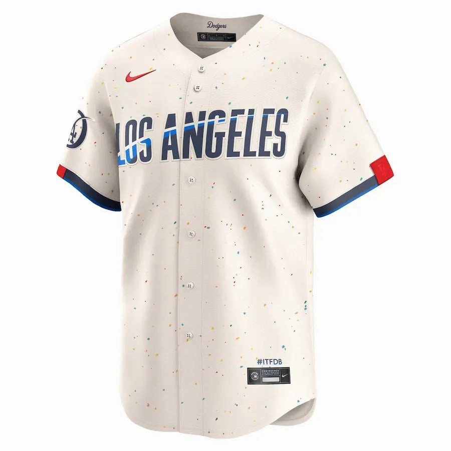 retro football jerseys Camisa MLB Los Angeles Dodgers City Connect Nike Torcedor Masculina Bege
