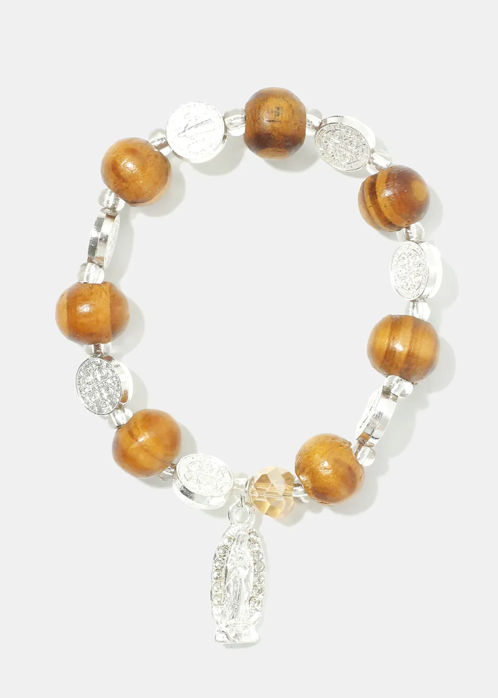 Rosary Wood Bead Bracelet