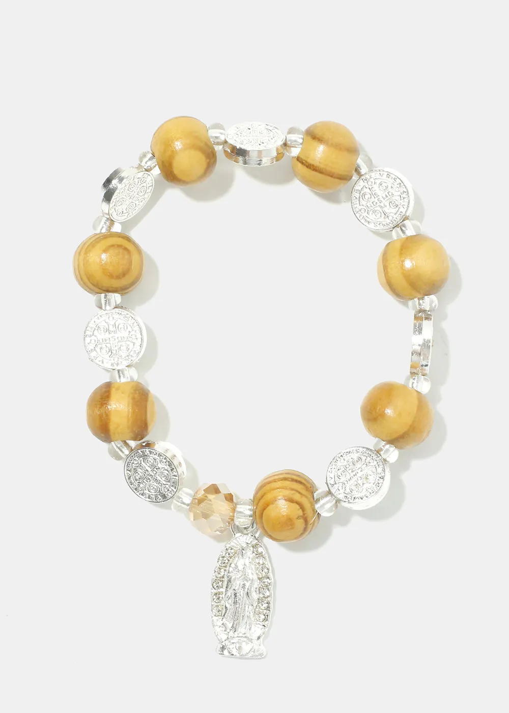 Rosary Wood Bead Bracelet