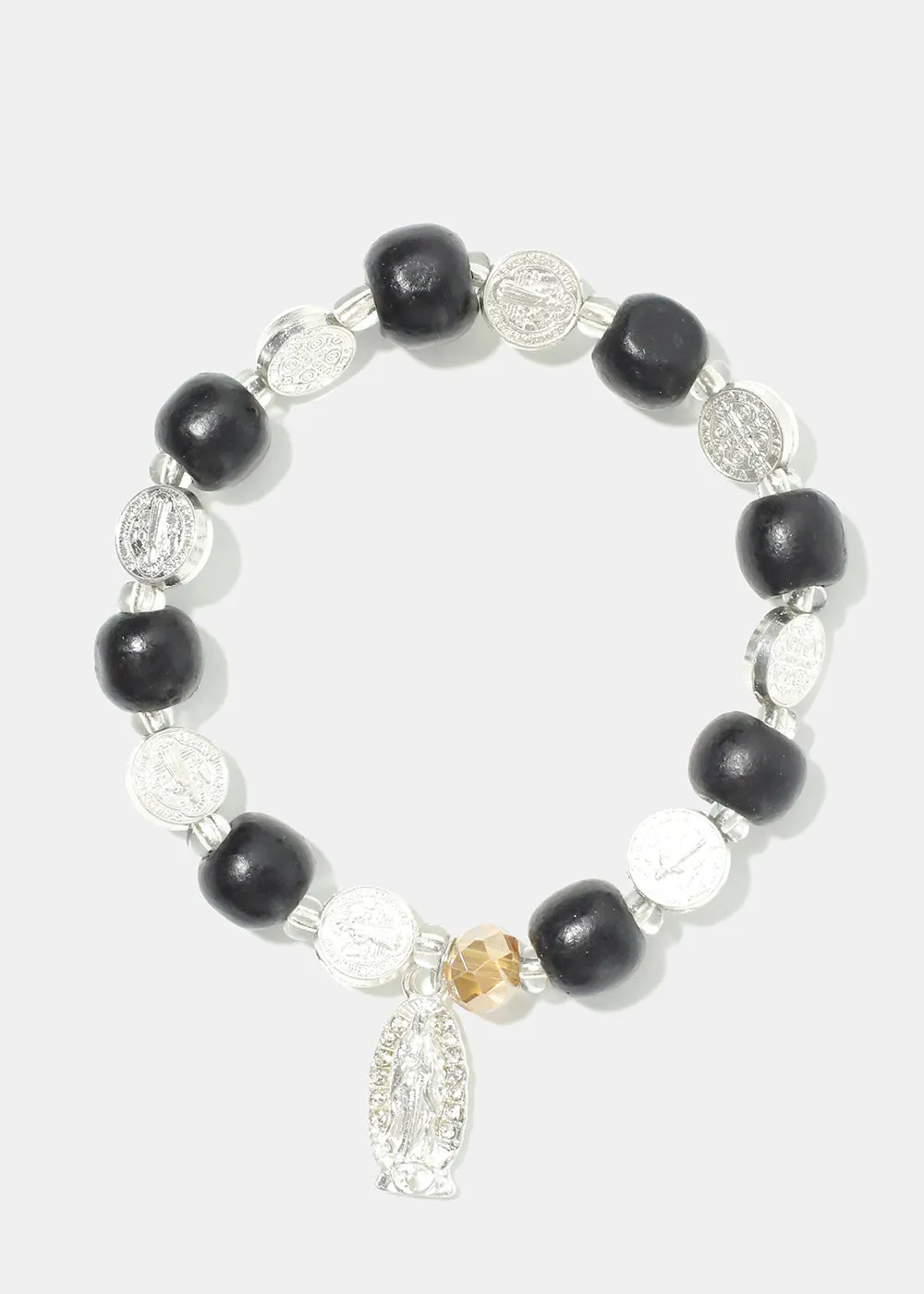 Rosary Wood Bead Bracelet