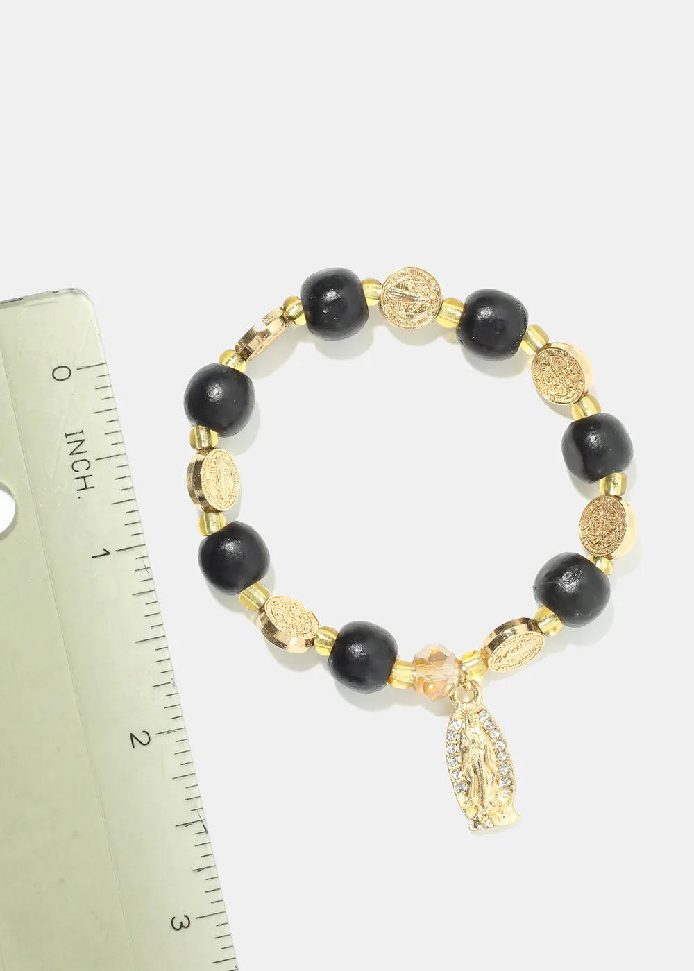 Rosary Wood Bead Bracelet
