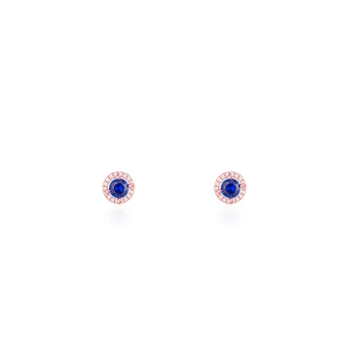 Rose Gold Blue Velvet Studs
