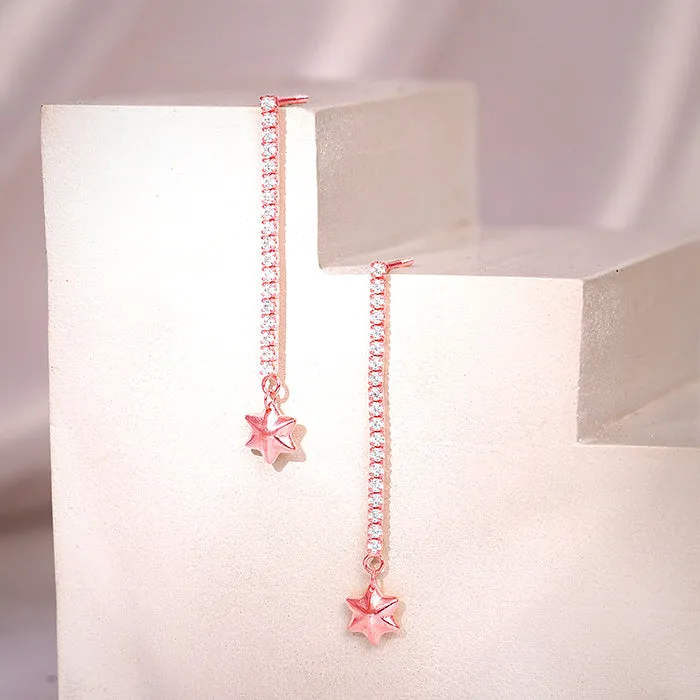 Rose Gold Guiding Star Drop Earrings