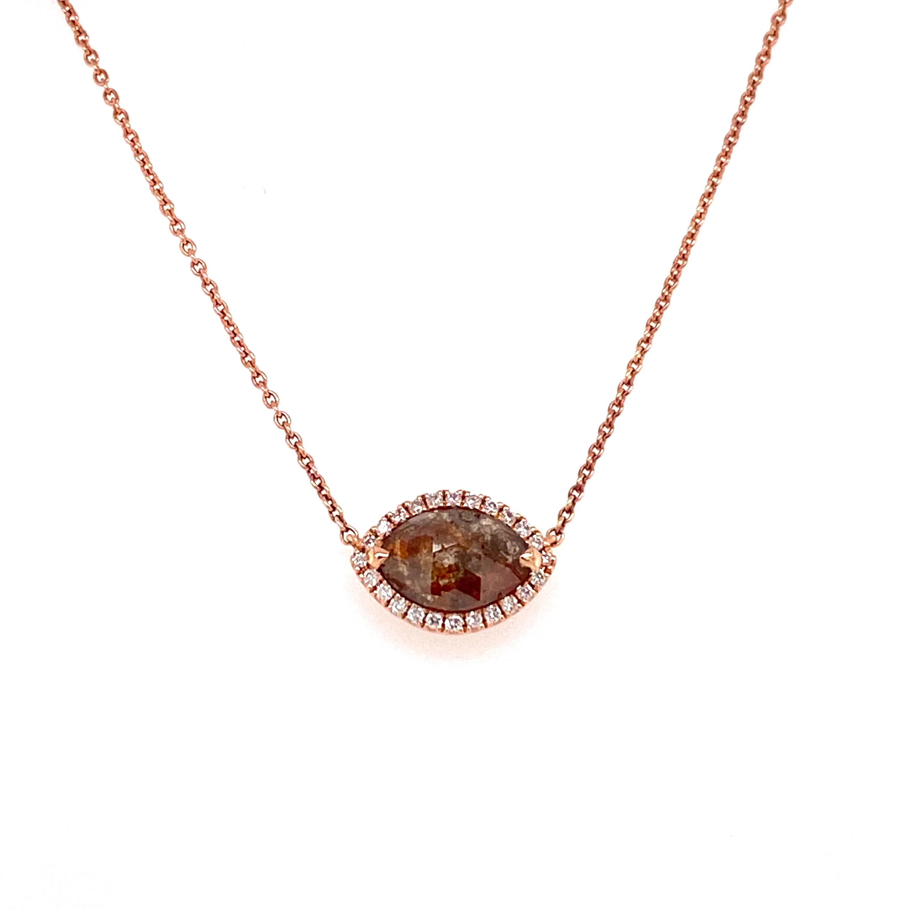 Rose Gold Raw Diamond Necklace