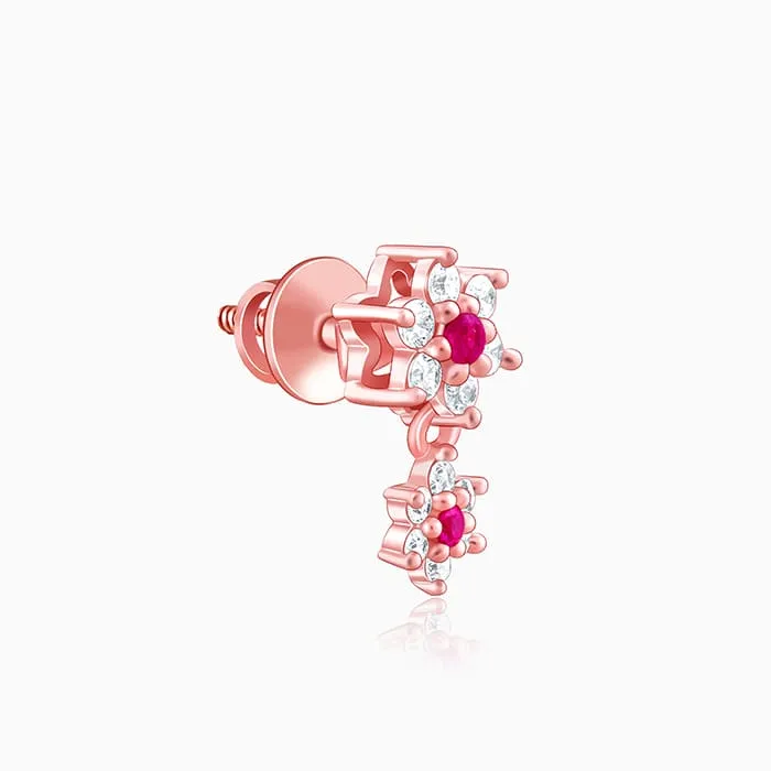 Rose Gold Royal Pink Floral Earrings