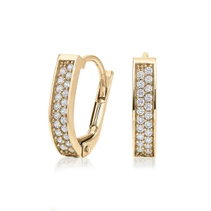 Round Brilliant hoop earrings with diamond simulants in 10 carat yellow gold