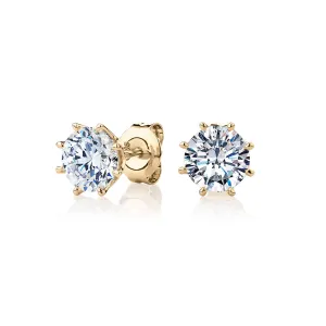Round Brilliant stud earrings with 2 carats* of diamond simulants in 10 carat yellow gold